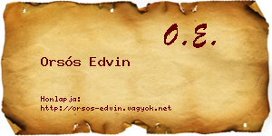 Orsós Edvin névjegykártya